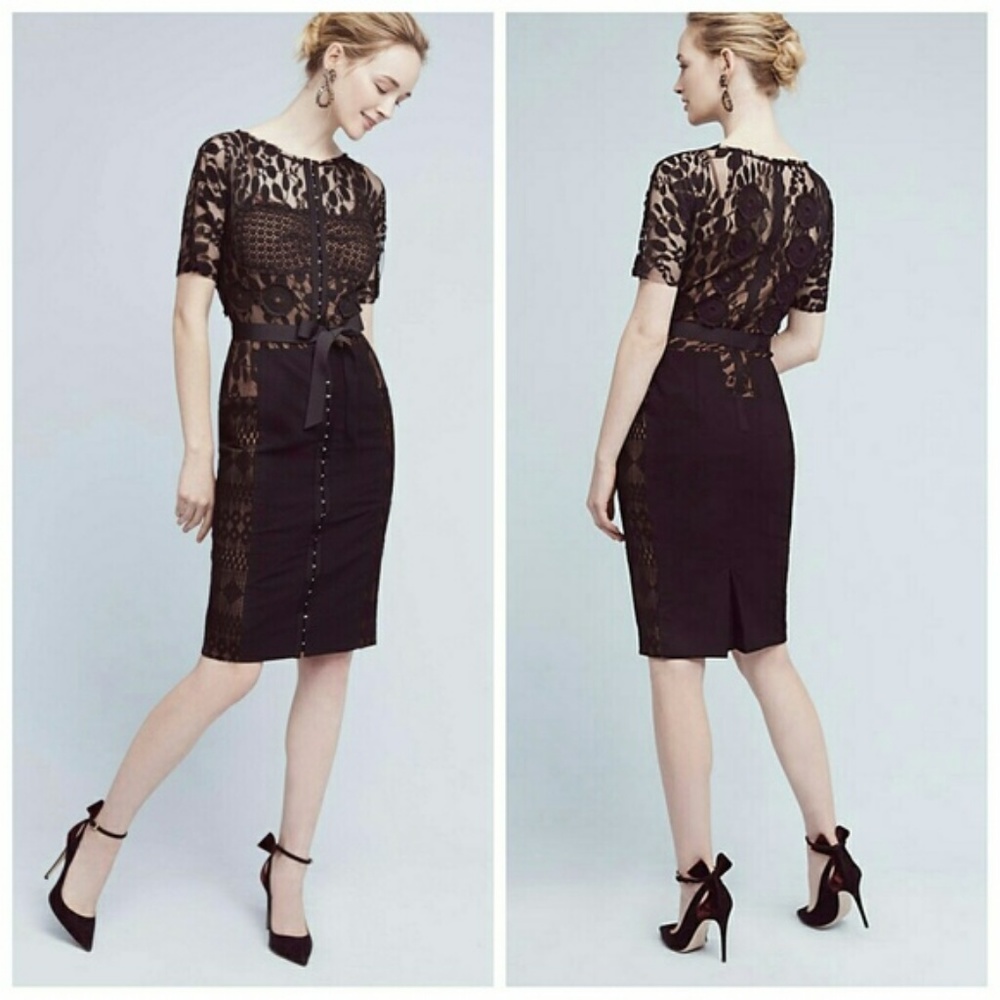 Byron Lars Beguile Carissima black lace dress Size 0 Anthropologie NWT